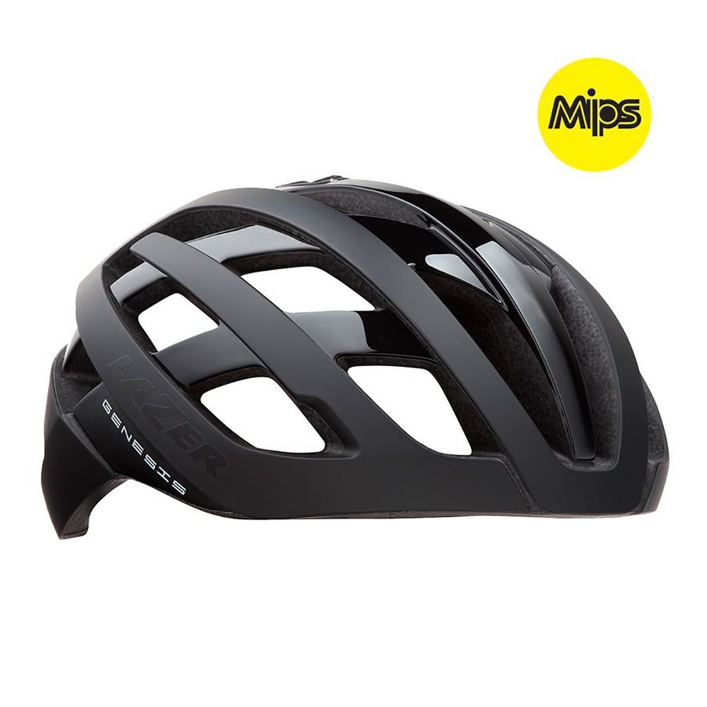 LAZER GENESIS MIPS CASCO BICI BLACK + AEROSHELL GIALLO FLUO - Cicli Serino
