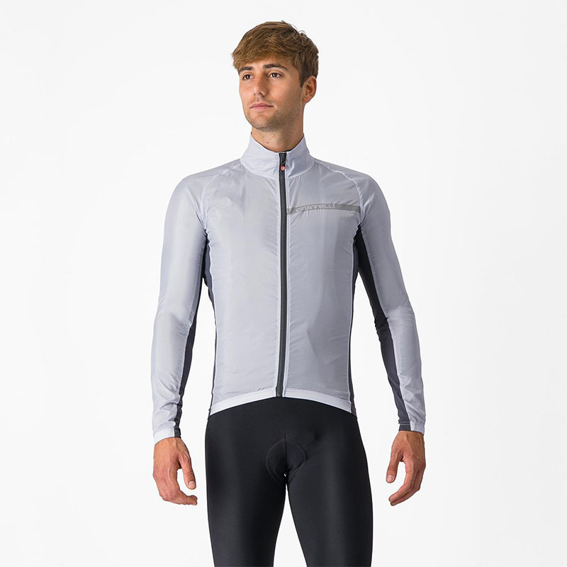 CASTELLI GIUBBINO ANTIVENTO SQUADRA STRETCH SILVER GRAY/DARK GRAY